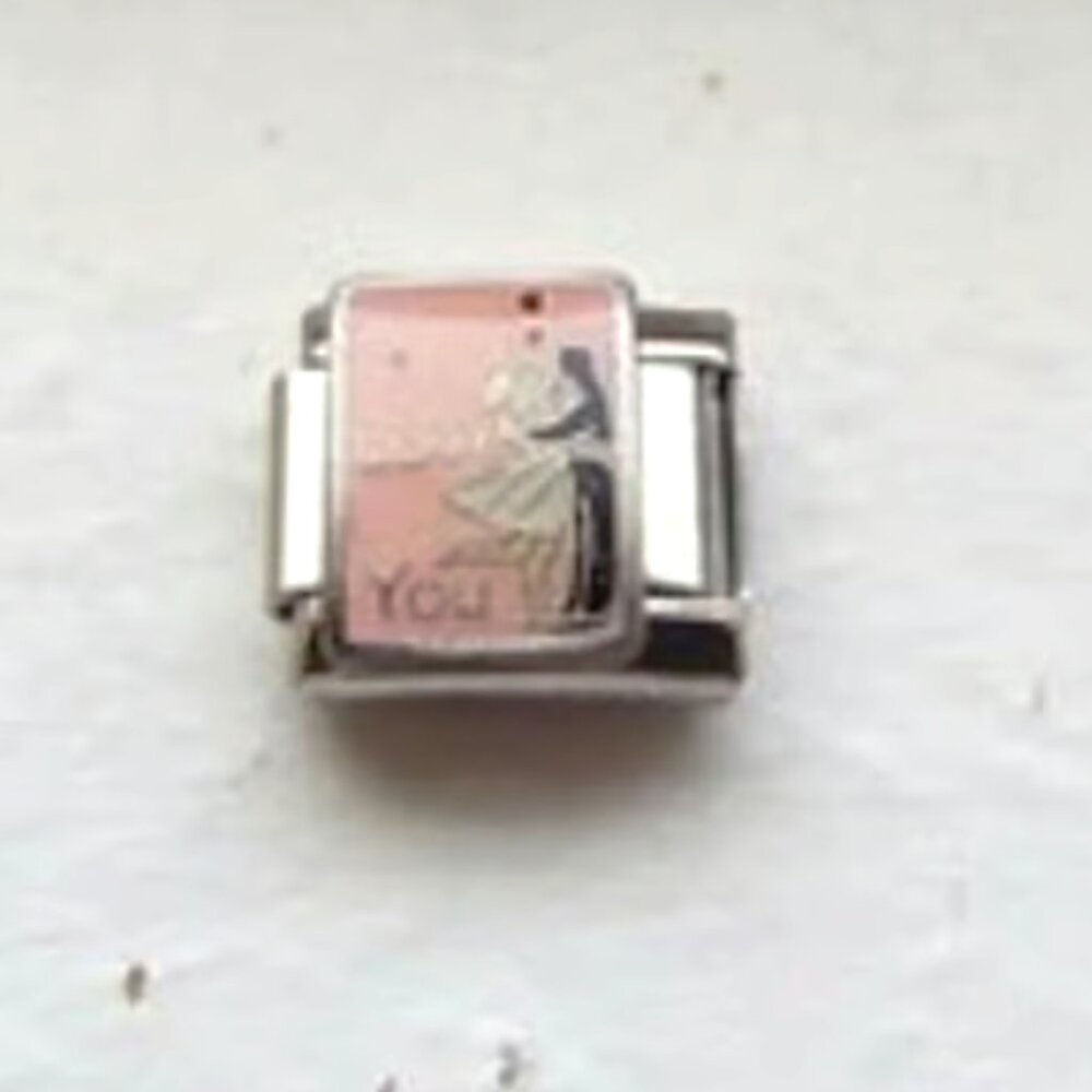 Wedding couple enamel 9mm stainless steel Italian charm bracelet link new